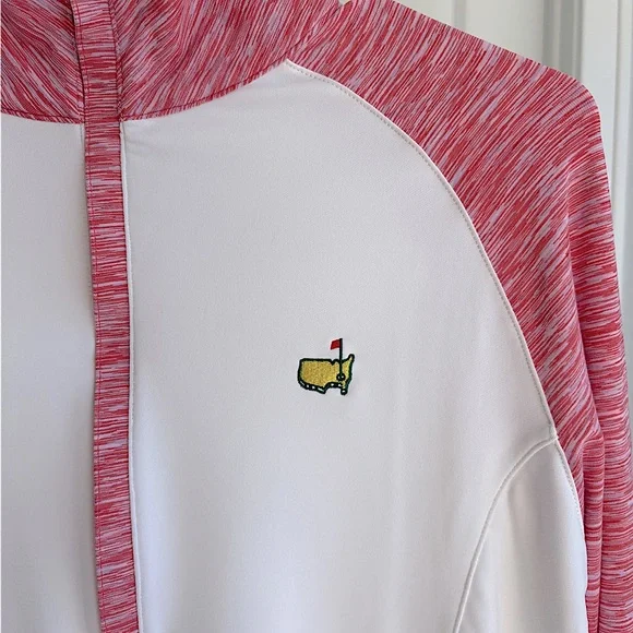 ⛳️Masters Golf Magnolia Lane Pink Performance Tech 1/4 Zip with Pink Stripes - Picture 3 of 4
